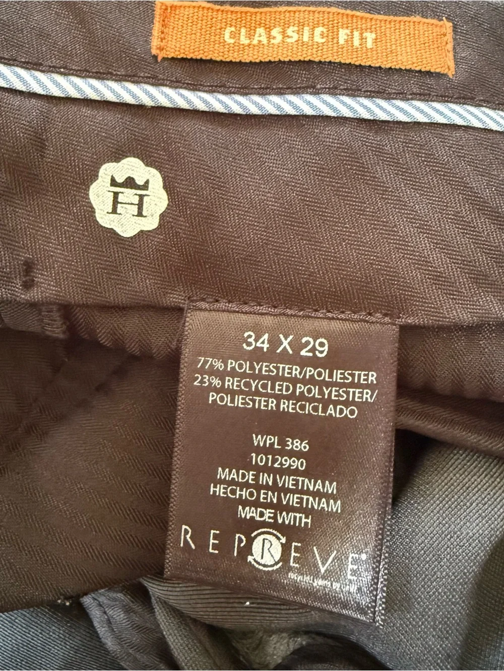 NWT HAGGAR Repreve Men’s 34 x 29 Classic Fit Comfort Waist Suit Pants